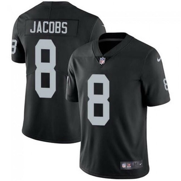 Men’s Las Vegas Raiders #8 Josh Jacobs Black Vapor Limited Stitched Jersey